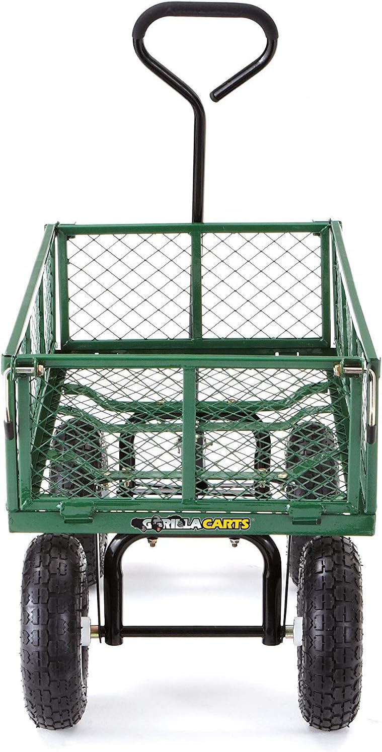 Gorilla Carts GOR400-COM Steel Garden Cart, Steel Mesh Removable Sides, 3 cu ft, 400 lb Capacity, Green - Image 9