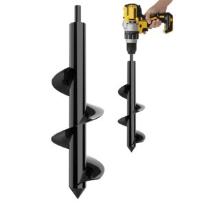 K-Brands Auger Drill Bit for Planting – 3 x 12 Inch - Garden Tools Spiral Hole Drill Planter for Bulb Planting, Bedding Plants, Umbrella Holes Gardening - 3/8 Inch Hex Drive Drill