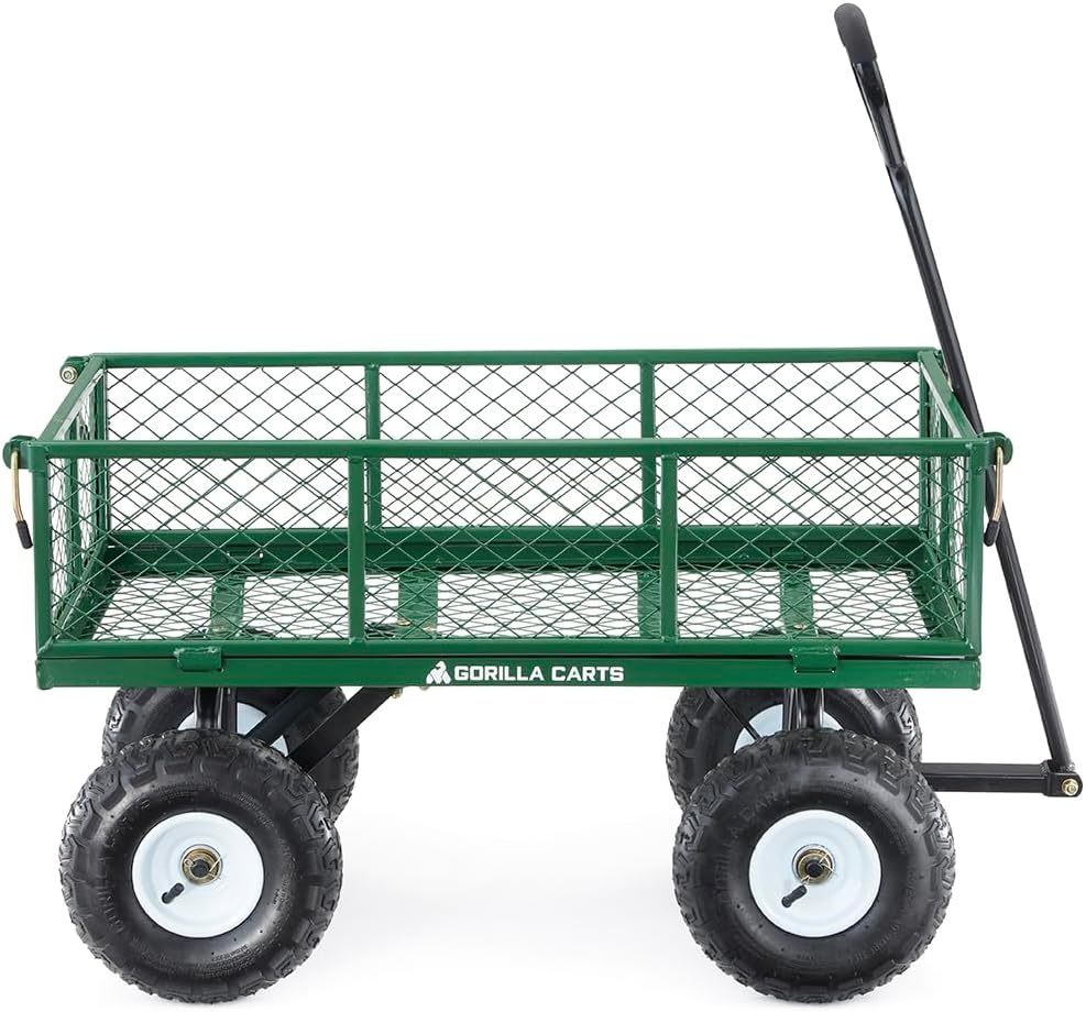 Gorilla Carts GOR400-COM Steel Garden Cart, Steel Mesh Removable Sides, 3 cu ft, 400 lb Capacity, Green - Image 8