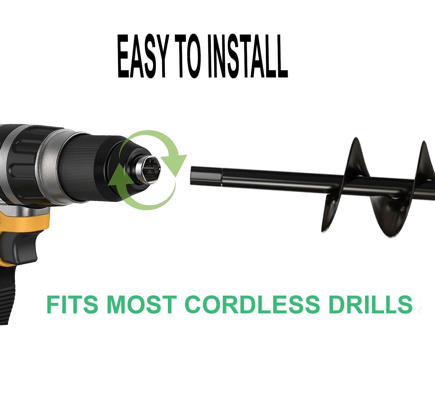 K-Brands Auger Drill Bit for Planting – 3 x 12 Inch - Garden Tools Spiral Hole Drill Planter for Bulb Planting, Bedding Plants, Umbrella Holes Gardening - 3/8 Inch Hex Drive Drill - Image 4