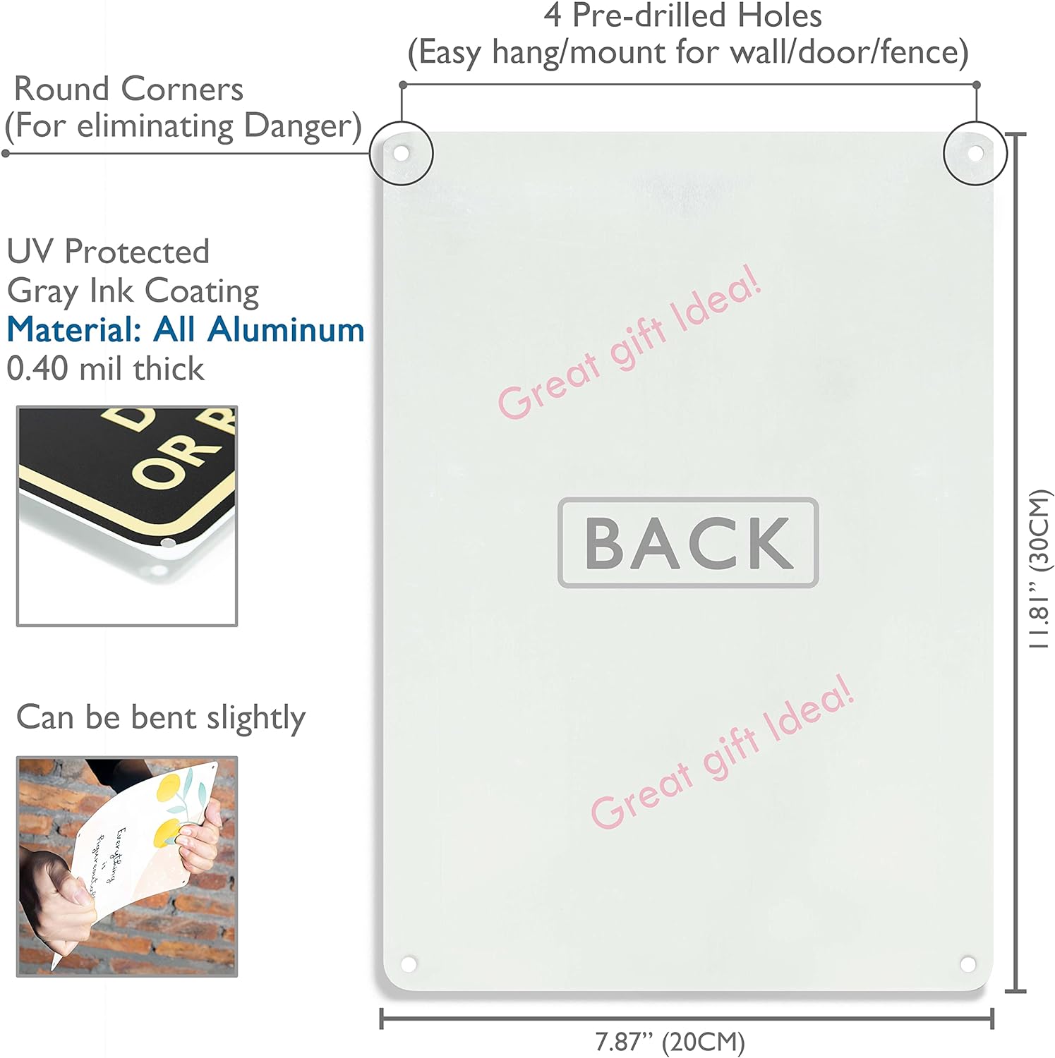 CrazySign Funny Garden Decor Garden Gifts Gardening Because Murder Is Wrong Metal Garden Sign Outdoor, 12" x 8", (263) - Image 2