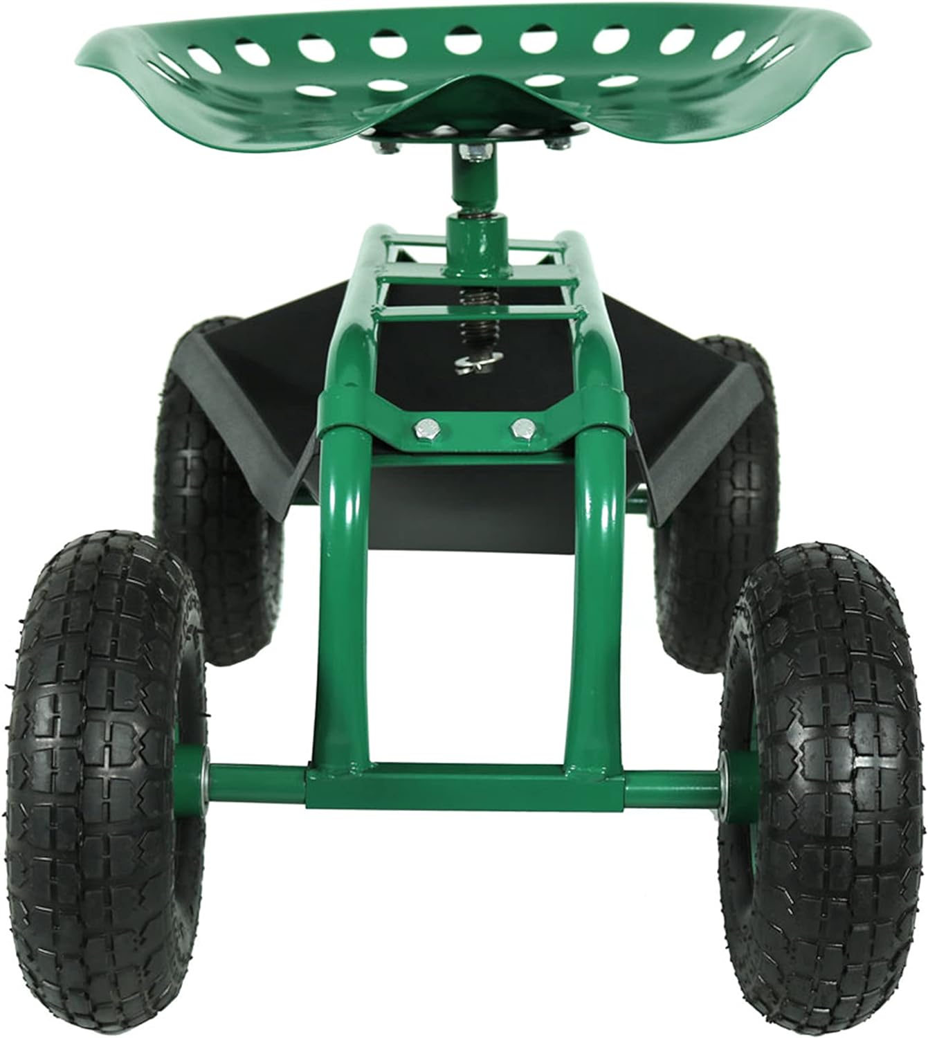 Sunnydaze Rolling Garden Cart Scooter with Wheels and Tool Tray - 360-Degree Swivel Seat - Green - Image 8