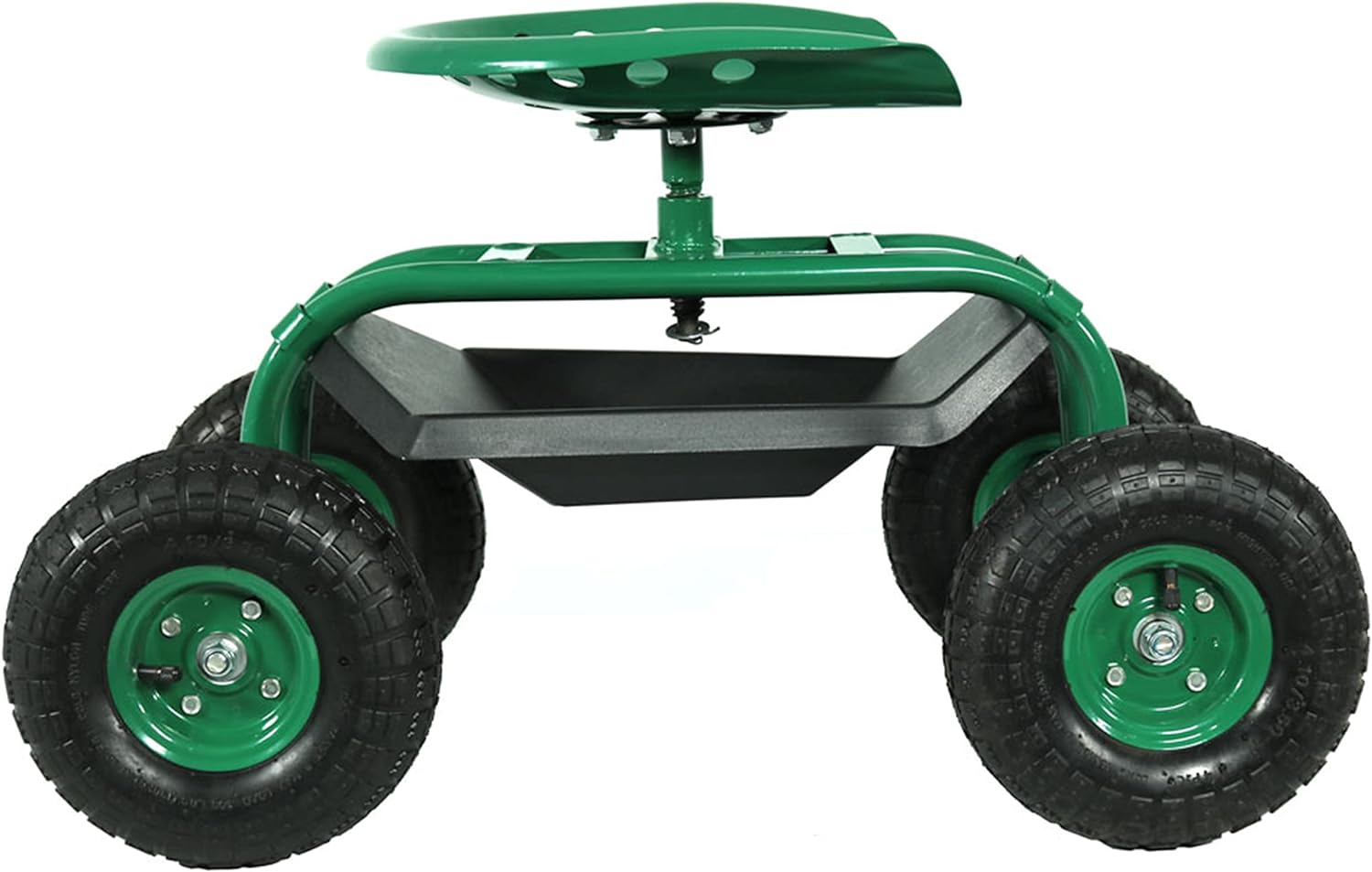Sunnydaze Rolling Garden Cart Scooter with Wheels and Tool Tray - 360-Degree Swivel Seat - Green - Image 9