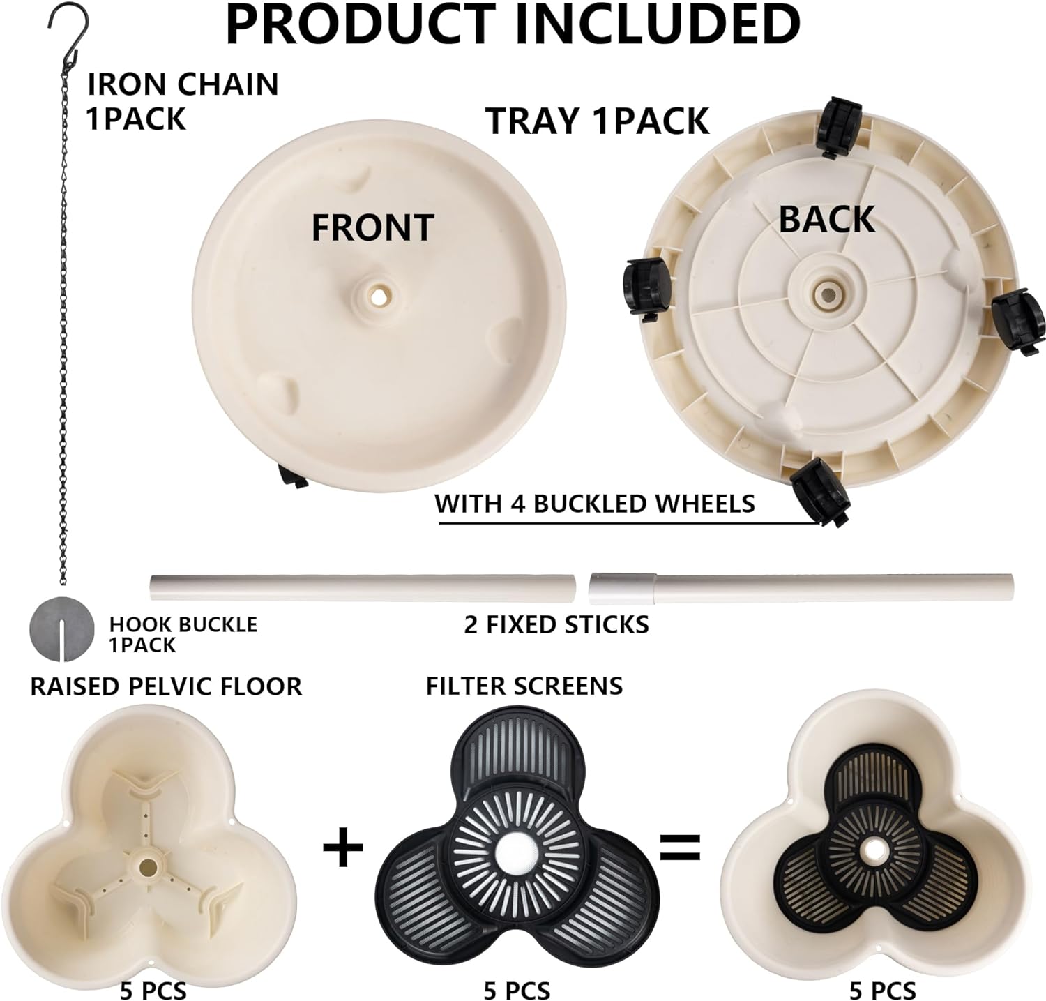 Hourleey Strawberry Planter, 5 Tier Stackable Gaden Tower for Flowers, Vegetables, Grow Your Own Herb Garden Vertical Oasis of Vegetables and Succulents - Image 3