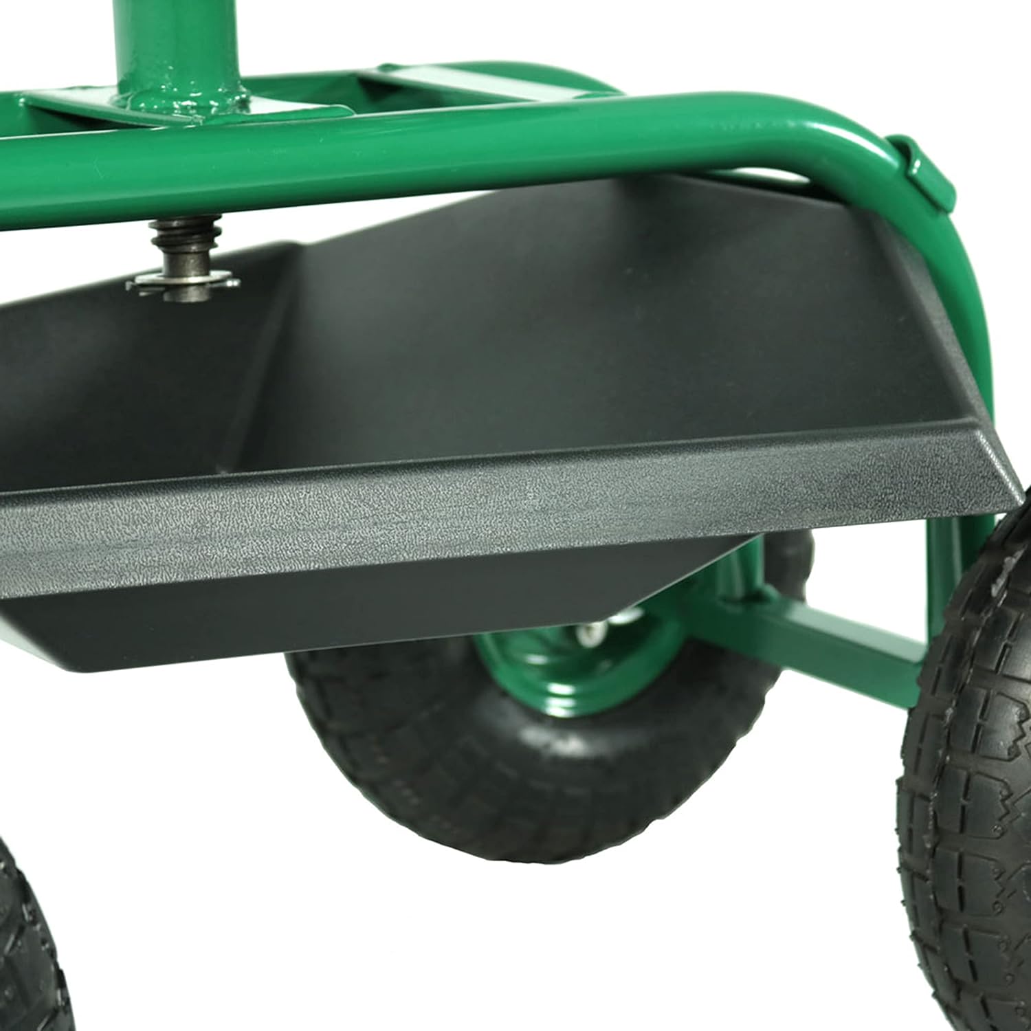 Sunnydaze Rolling Garden Cart Scooter with Wheels and Tool Tray - 360-Degree Swivel Seat - Green - Image 5