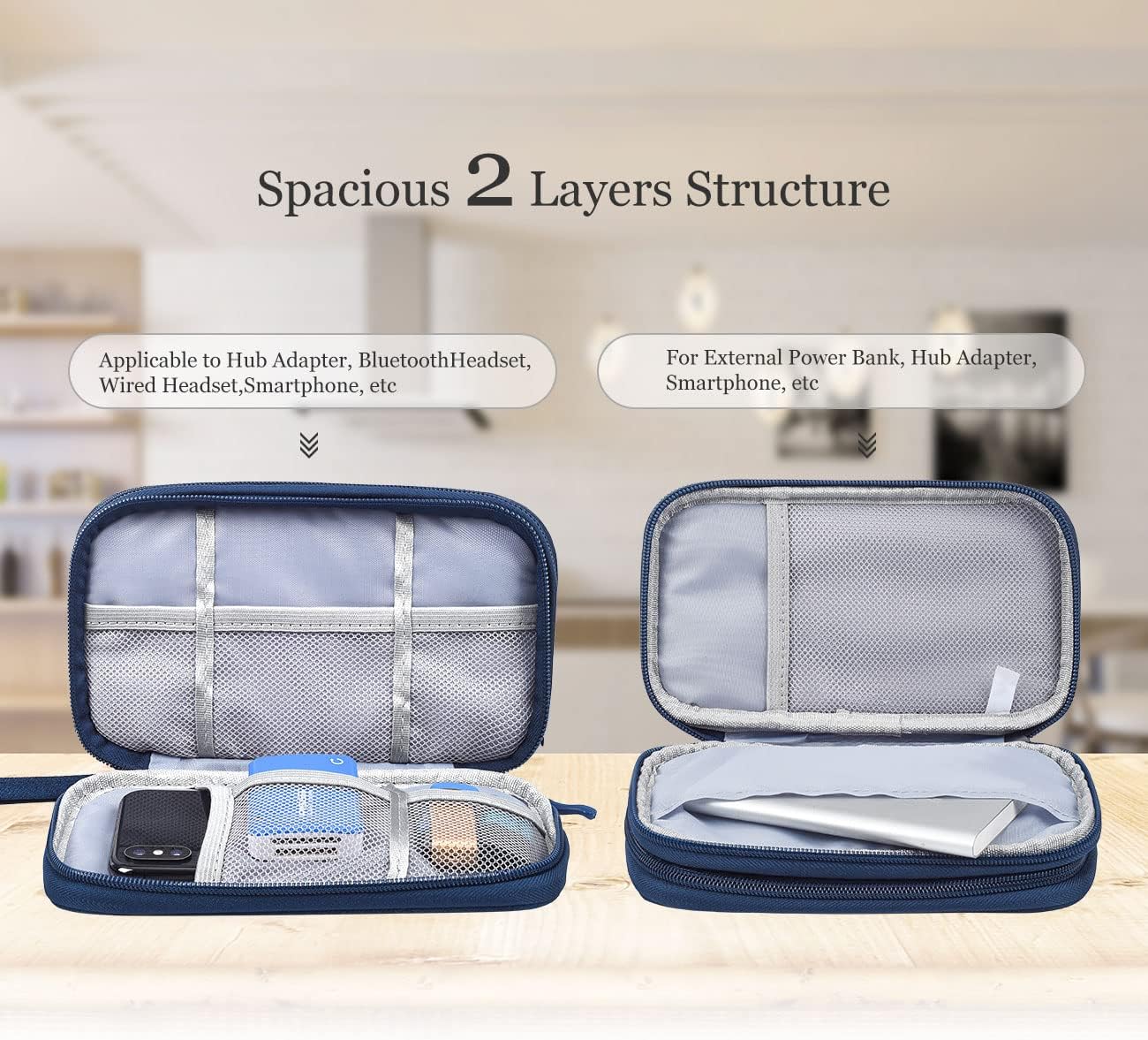 Portable, Waterproof Electronics Accessories Case and Organizer Bag for Cables, USB Drives and Chargers - Image 4