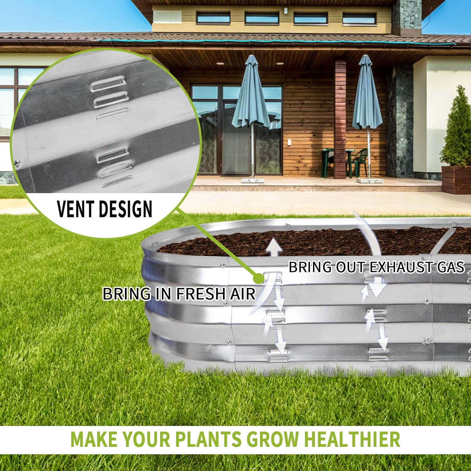 GADI Raised Garden Bed Kit for Vegetables Flower Galvanized Metal Planter Boxs Designed for Easy DIY and Cleaning Not Twist Or Rot (Silver) - Image 4