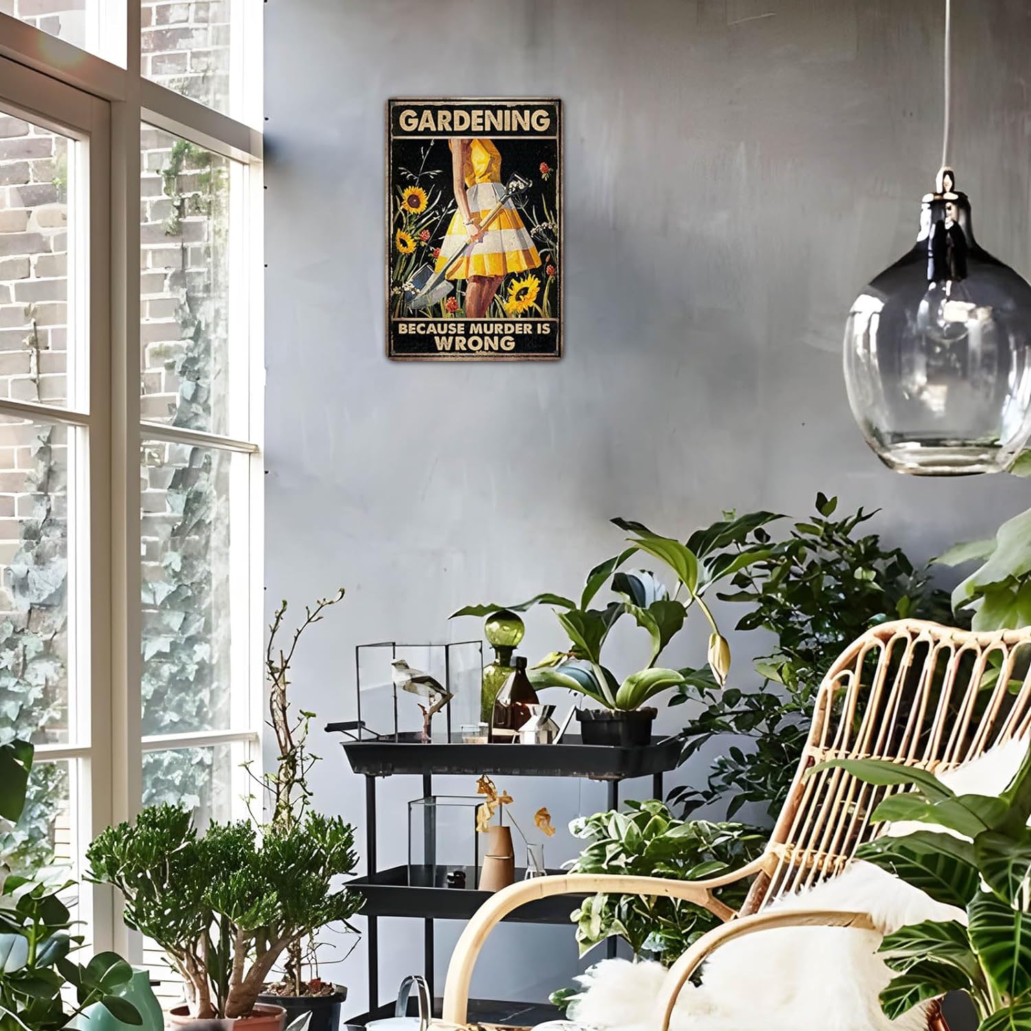 CrazySign Funny Garden Decor Garden Gifts Gardening Because Murder Is Wrong Metal Garden Sign Outdoor, 12" x 8", (263) - Image 6