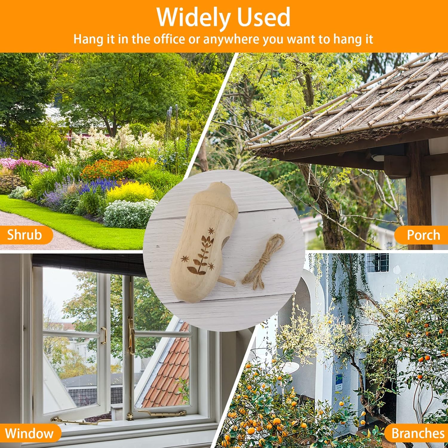 OROGHT Hummingbird House - Natural Wooden Hummingbird Houses for Outside Hanging, Gardening Gifts Home Decoration 3 Packs - Image 6